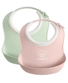 BabyBjorn Feeding Bib Set Pink and Green - Pack of 2