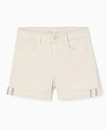 Zippy Cotton Twill Shorts -  Off White