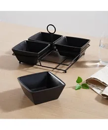 PAN Home Nera Serving Set With Metal Stand Black - 180mL