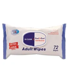 Cool & Cool Extra Large Size Adult Cleaning Wipes -  72 Pieces