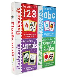 Miles Kelly Get Set Go Flashcards - ABC 123 Animals Colours & Shapes - Pack Of 4