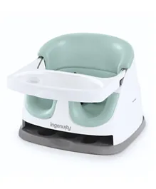 Ingenuity Baby Base 2-in-1 Booster Seat - Mist Green, 6M+, Secure Harness, Washable Tray, Portable