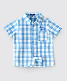Jam Woven Checked Shirt With Pocket - Blue
