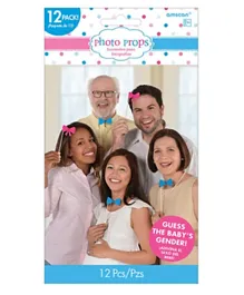 Party Centre Girl Or Boy? Photo Props Pack Of 12 - Multicolour