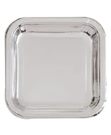Unique Silver Square Plate Pack of 8 - 9 Inches