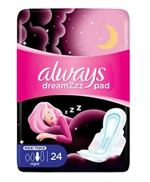 Always Cottony Soft Maxi Thick Night Sanitary Pads with wings - 24 Pads