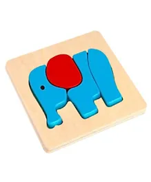 Tooky Toy Wooden Mini Puzzle Elephant - Blue