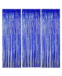 Highland Blue Metallic Foil Fringe Curtain - Pack of 3