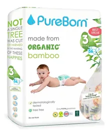 PureBorn Organic Nappy Value Pack Tropic Size 3 - 56 Pieces