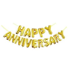 Party Propz Happy Anniversary Decorations Golden Foil Balloon Set - Gold