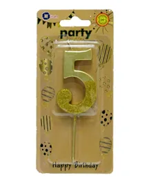 Italo Golden Glitter Dipped Birthday Candle - Number 5
