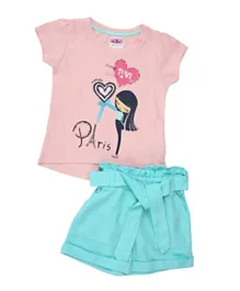 Smart Baby Love Paris T-Shirt & Bermuda Set - Pink