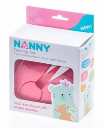 Uniq Kidz Nanny Two Compartment Feeding Bowl With Spoon - Pink