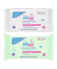 Sebamed Baby Wet Wipes + Baby Wipes with Aloe Vera Value Pack - 72 Pieces(each)