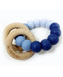 One.Chew.Three Wooden Silicone Rattle Duo Teether - Blue Ombre