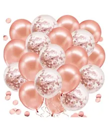 Highlands Rose Gold Confetti and Latex Balloons - Pack of 20