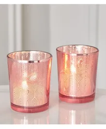 HomeBox Mreya 2-Piece Glass Candle Holder Set - Pink