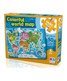 KS Games Jumbo Puzzle Colorful World Maps - 50 Pieces