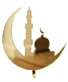 HK Eid Party Crescent Moon & Mosque Eid & Ramadan Cake Topper - Metallic Gold