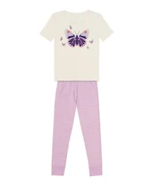 GreenTreat Organic Cotton Butterfly Graphic Pyjama Set - Lilac/Cream