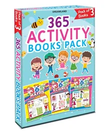 DreamLand Publications 365 Activity Books Set - Maths, English, Science for Ages 7-15, 288 Pages (Pack of 3)