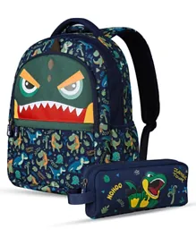 Nohoo Kids School Bag with Pencil Case Combo Dino Multicolor - 16 Inches