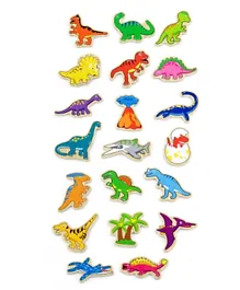 Viga Wooden Magnetic Dinosaurs Multicolor - 20 Pieces