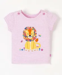 JoJo Maman Bebe Lion Applique T-Shirt - Pink