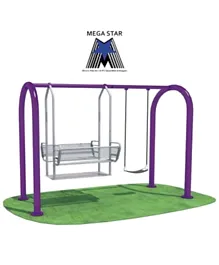 Megastar Double Trouble Garden Swings Metal Playset Purple - 300 cm