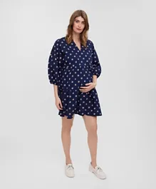 Vero Moda Maternity Floral Maternity Dress - Navy