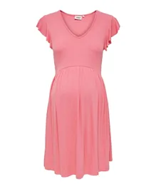 Only Maternity Frill Sleeves Maternity Dress - Strawberry Pink