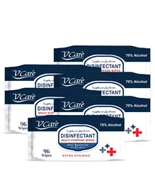 V Care Antibacterial Multipurpose Wipes Pack of 6 - 576 Pieces