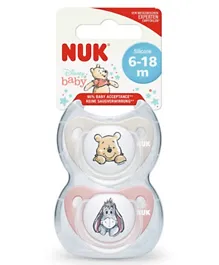 Nuk Disney Winnie Trendline Silicone Soother Pink and Brown - Pack of 2