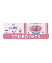 Cool & Cool 100 Nappy Bags + 80 Baby Wipes