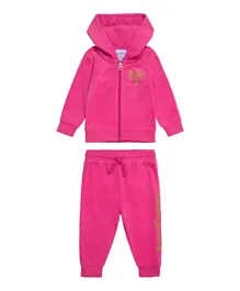 Juicy Couture Logo Graphic Zip Through Hoodie & Joggers/Co-ord Set - Pink