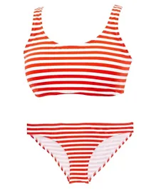Mums & Bumps Pez D'or Alba Striped Bikini Set Maternity Swimsuit - Red