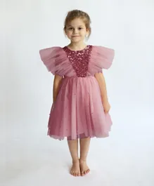DDaniela Butterfly Sequined Party Dress - Pink
