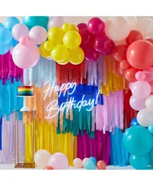 Ginger Ray Balloon And Streamer Rainbow Backdrop Pack of 115 - Multicolor