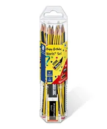 Staedtler Noris HB Graphite Pencil 12-Pack with Eraser & Sharpener, PEFC-Certified Wood, Break-Resistant Lead