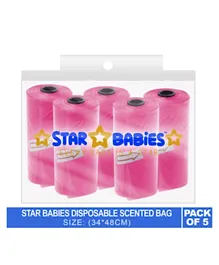 Star Babies Scented Bag Rills Pink XL Pack of 5 - 75 Bags
