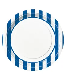 Unique Royal Blue Striped Plates Pack of 8 - 9 Inches