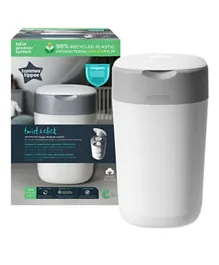 Tommee Tippee Twist & Click Nappy Disposal Sangenic Bin (With 1 Preloaded Cassette) + 12 Extra Cassettes - White