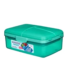 Sistema Slimline Quaddie Lunch Box Green - 1.5 Litres