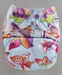 Babyhug Free Size Reusable Cloth Diaper With Insert Butterfly Print - Multicolor