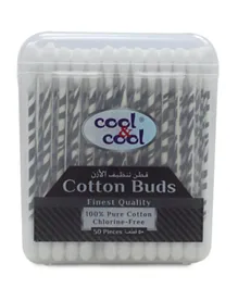 Cool & Cool 100% Cotton Hygienic Double Tipped Paper Ear Buds Black - 50 Pieces