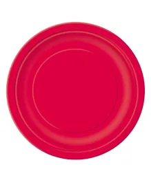 Unique Ruby Red Round Plates - 8 Pieces
