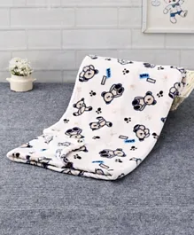 Babyhug Single Ply Mink Blanket Teddy Print - Cream
