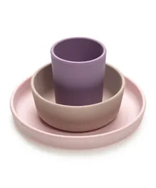 Melii Silicone Feeding Set Purple Pink Grey - 3 Pieces