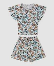 DeFacto All Over Printed Top with Shorts Set - Multicolor