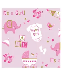 Party Centre Baby Girl Elephant Jumbo Paper Gift Wrap - Pink